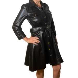 INC International Concepts Black Faux Leather Dress Sz 6. EUC